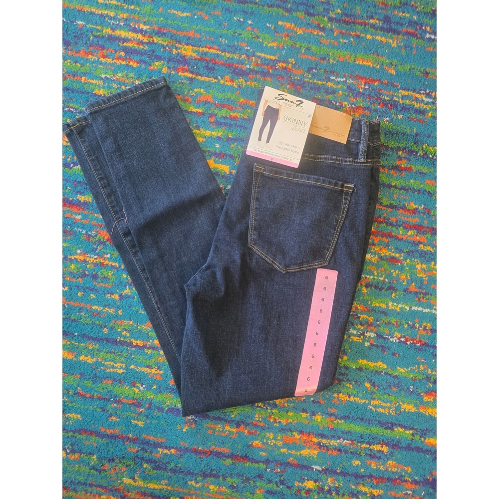 NWT Seven7 Skinny Jeans Argon Dark‎ Blue High Rise Denim Womens Size 6